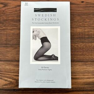 Swedish stockings black svea premium tights 30 denier size small.